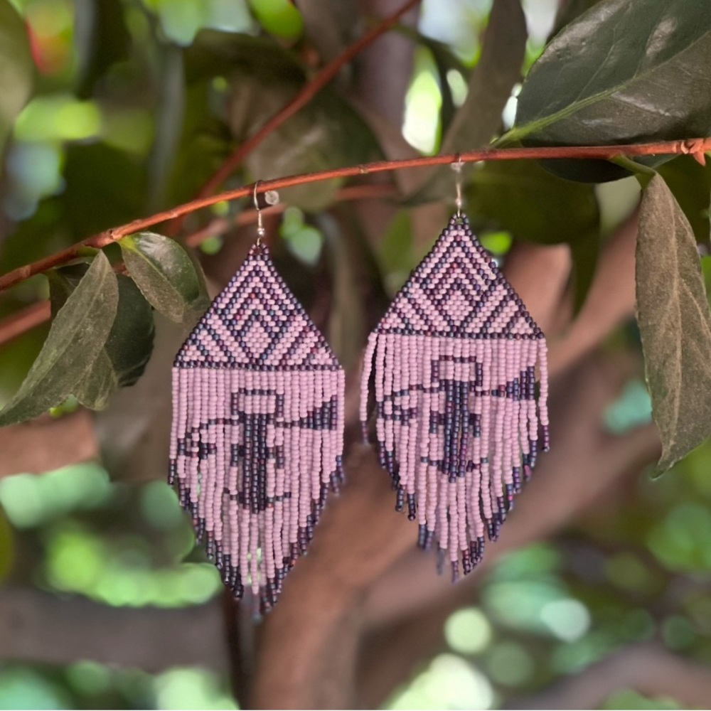 *ONE OF A KIND* Handmade Purple Prince Symbol Beaded Earrings